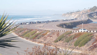 太平洋海岸高速公路托里松树状态海滩海洋波沿海加州