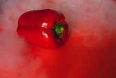 甜蜜的新鲜的红色的胡椒红色的背景烟胡椒照片菜单适当的营养新鲜的蔬菜