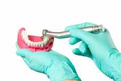 牙科仪器牙齿牙科护理蓝色的背景