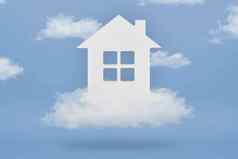 梦想房子概念购买梦想首页白色房子云蓝色的天空背景购买真正的房地产真正的房地产贷款