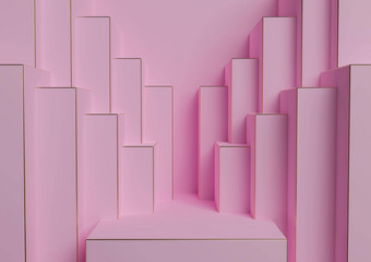 光柔和的薰衣草粉红色的呈现产品显示讲台上站简单的最小的对称的几何背景壁纸奢侈品产品广告摘要城市天际线