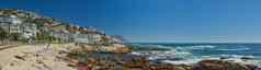 景观克利夫顿海滩蓝色的天空复制空间角小镇南非洲奢侈品住宿假期公寓建筑风景优美的海洋的观点受欢迎的旅游夏天目的地