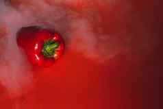甜蜜的新鲜的红色的胡椒红色的背景烟胡椒照片菜单适当的营养新鲜的蔬菜