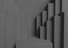 黑暗石墨灰色的黑色的白色呈现产品显示讲台上站简单的最小的对称的几何背景壁纸奢侈品产品广告摘要城市天际线
