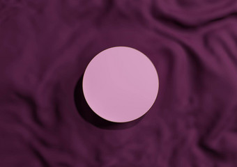 黑暗品红色的紫色的呈现最小的<strong>产品</strong>显示前视图平躺圆讲台上站黄金行波浪纺织奢侈品化妆品<strong>产品</strong>摄影