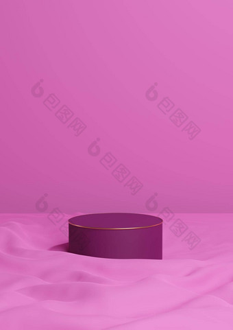明亮的品红色的霓虹灯粉红色的呈现最小的产品显示奢侈品油缸讲台上站波浪纺织产品背景壁纸摘要作文金行