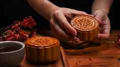 美味的轮月亮蛋糕中期秋天节日中国人传统的节日