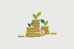 纸减少纹理风格成功财富管理概念钱植物幼苗比喻金融投资增长增加收入利润资本获得