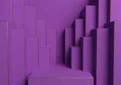 明亮的紫色的紫罗兰色的呈现产品显示讲台上站简单的最小的对称的几何背景壁纸奢侈品产品广告摘要城市天际线