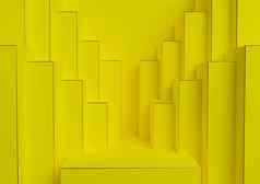 明亮的霓虹灯黄色的呈现产品显示讲台上站简单的最小的对称的几何背景壁纸奢侈品产品广告摘要城市天际线