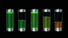 渲染生态电池负责绿色液体充电水平指标黑色的背景