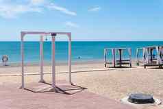 淋浴残疾海滩标志海夏天水天空自然假期海洋旅游下降光边缘旅游以色列浴生活方式