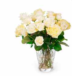 花束白色玫瑰白色玫瑰孤立的白色背景