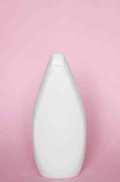 白色塑料肥皂洗发水瓶孤立的粉红色的背景皮肤护理乳液洗澡至关重要的产品洗发水瓶浴身体乳液细液体手洗浴室配件
