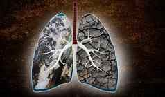 肺健康概念虚拟发光的肺黑色的背景