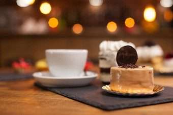 美味的饼干前美味的胆碱蛋糕传统的咖啡