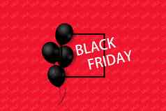 黑色的星期五出售海报黑色的气球红色的背景广场框架插图