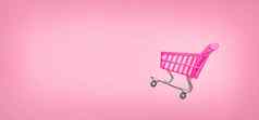出售车商店横幅在线空电车车孤立的粉红色的背景粉红色的购物电车超市概念横幅粉红色的概念销售在线购物车超市销售购物象征
