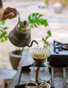 怀旧滴咖啡泰国但手热水滴咖啡