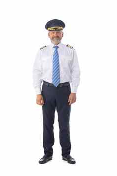 航空公司飞行员孤立的白色