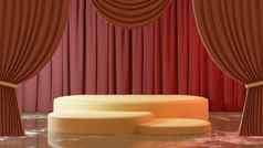 剧院阶段产品讲台上复古的风格窗帘背景插图渲染