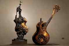 图片巴洛克式的小提琴雕像插图