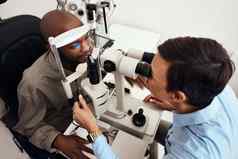 眼睛愿景视线测试考试病人验光师眼镜商眼科医生测试检查视力检眼镜光学眼镜联系镜头诊所