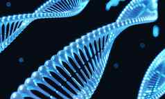 蓝色的螺旋太太染色体遗传修改黑色的背景科学医疗概念插图呈现
