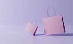 购物袋紫色的背景业务在线购物概念插图呈现