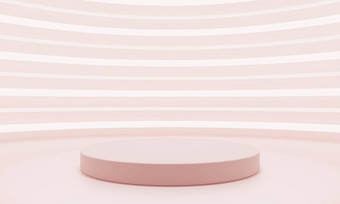 最小的风格曲线粉红色的产品讲台上展示白色粉红色的霓虹灯背景技术对象概念插图呈现