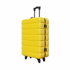 黄色的电车手提箱孤立的白色背景旅行对象旅游热概念插图呈现