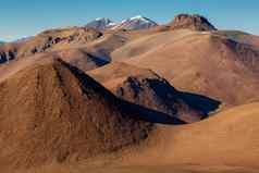 阿塔卡马沙漠冰雪覆盖火山干旱景观北部智利