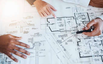 手架构师工程师建筑建设工人规划项目蓝图会议工作工作房子会说话的文档有创意的设计师纸表格