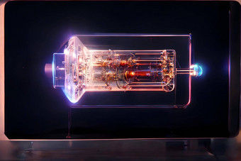 hight-tech等离子体量子电脑管发光的能源内部神经网络生成的艺术