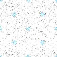 手画雪花圣诞节无缝的模式微妙的飞行雪片粉笔雪花背景活着粉笔handdrawn雪覆盖强大的假期季节装饰