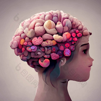 美丽的插图人类大脑