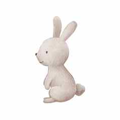 水彩可爱的兔子手画字符森林动物孤立的白色背景林地插图