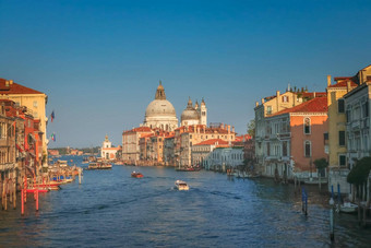 大运河威尼斯日落圣诞老人玛丽的salute教堂意大利