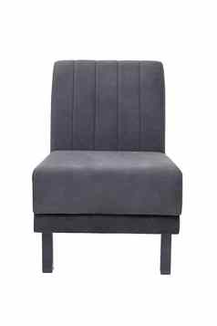灰色织物扶手椅金属腿孤立的白色背景前面视图