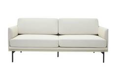 现代织物沙发上金属腿孤立的白色背景前面视图