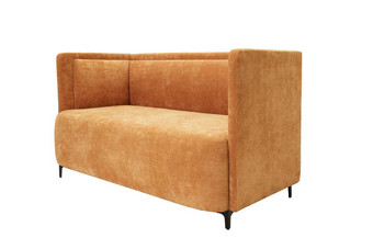 现代家具织物棕色（的）沙发上孤立的白色背景一边视图