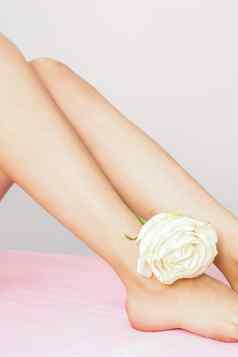女腿白色玫瑰