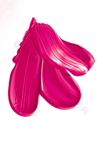粉红色的美斯沃琪护肤品化妆化妆品产品样本纹理孤立的白色背景化妆涂抹奶油化妆品涂片油漆刷中风