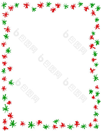手画圣诞节框架红色的绿色传统的饰品空Copyspace12月冬天圣诞节装饰边境季节假期装饰边缘设计简单的极简主义风格涂鸦卡通