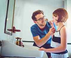 练习健康的习惯父亲女儿刷牙牙齿首页