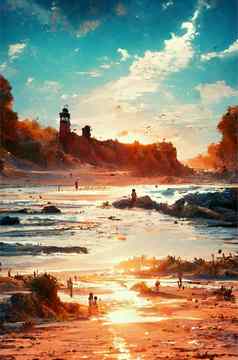海滩日落环境cinmatic插图
