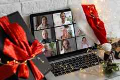家庭在线视频会议圣诞节虚拟调用屏幕移动PC