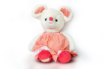 可爱的棕色（的）熊娃娃孤立的白色背景可爱的泰迪熊装饰