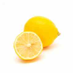 新鲜的柠檬水果一半柠檬孤立的白色