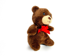 可爱的棕色（的）熊娃娃孤立的白色背景可爱的泰迪熊装饰